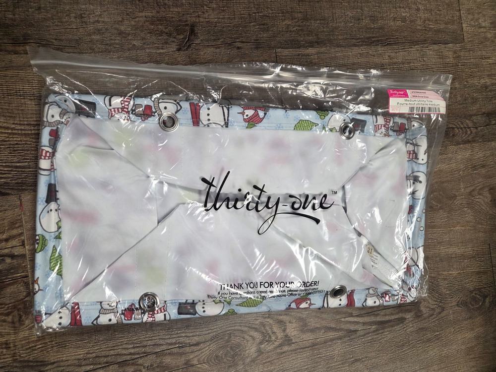 Thirty One Medium Utility Tote 880A Snow Daze Christmas Holiday NEW IN BAG